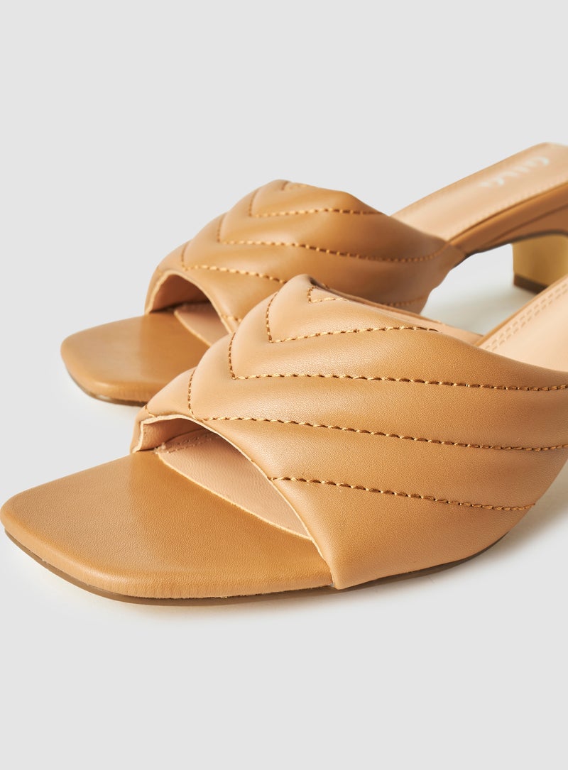 Casual Slip-On Heel Sandals Beige