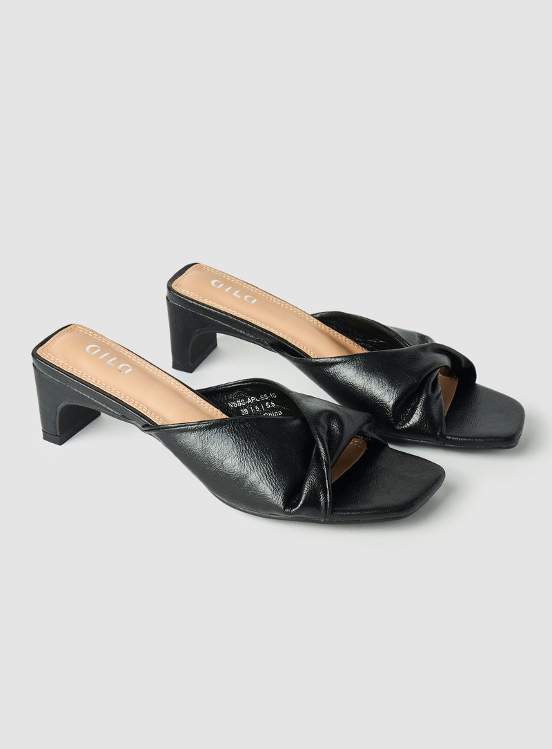 Casual Slip-On Heel Sandals Black