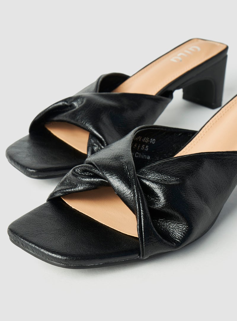 Casual Slip-On Heel Sandals Black