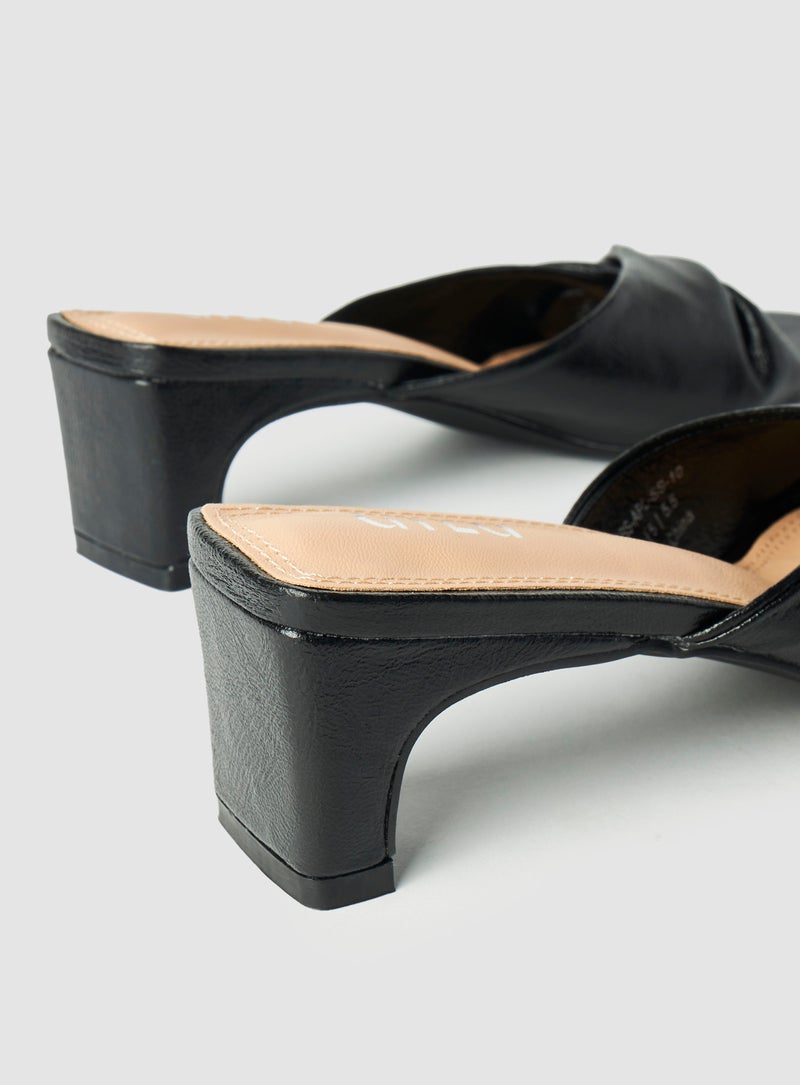 Casual Slip-On Heel Sandals Black