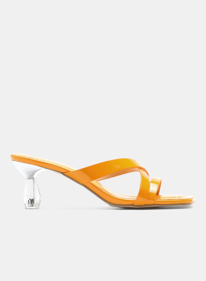 Slip-On Heeled Sandals Yellow