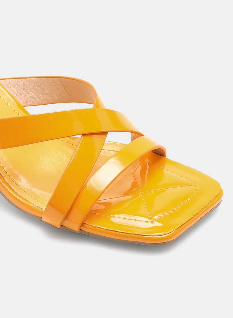 Slip-On Heeled Sandals Yellow