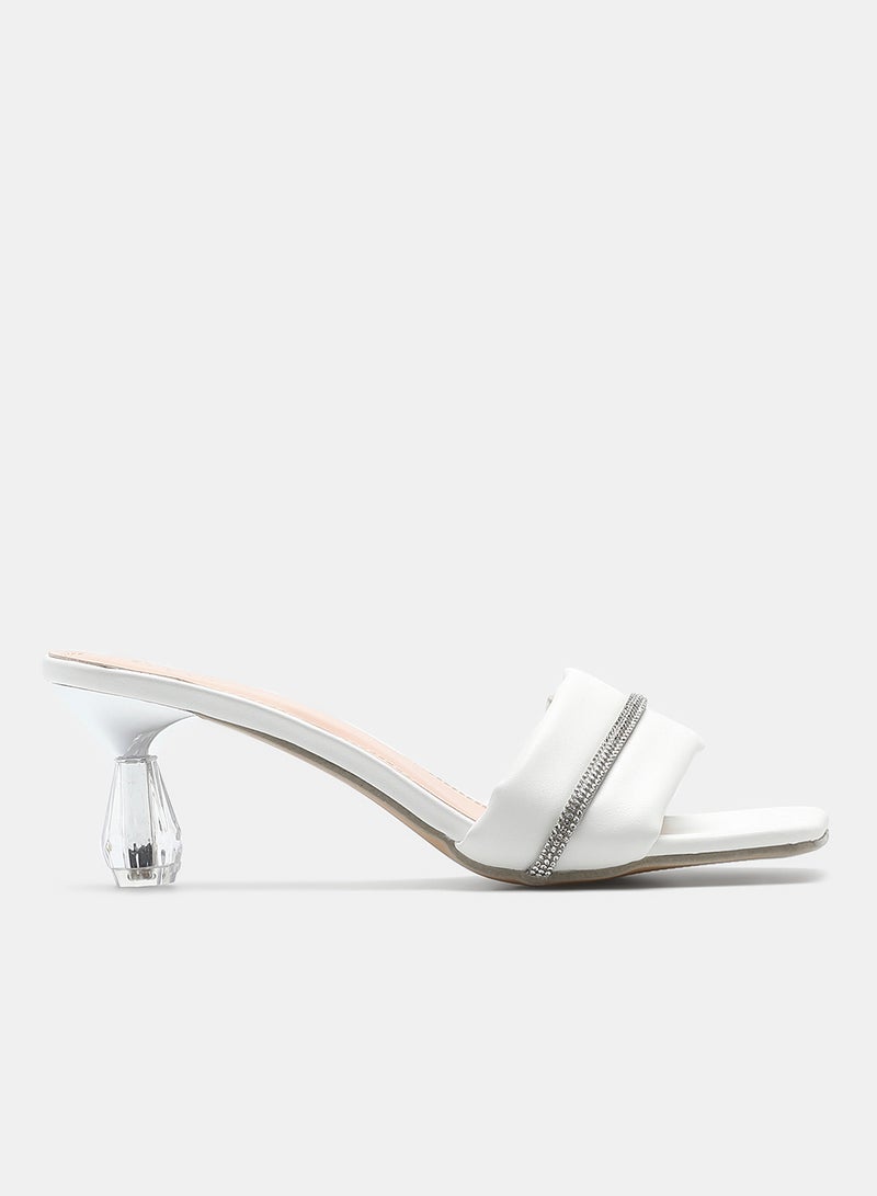 Slip-On Heeled Sandals White