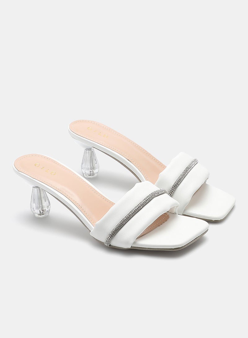 Slip-On Heeled Sandals White