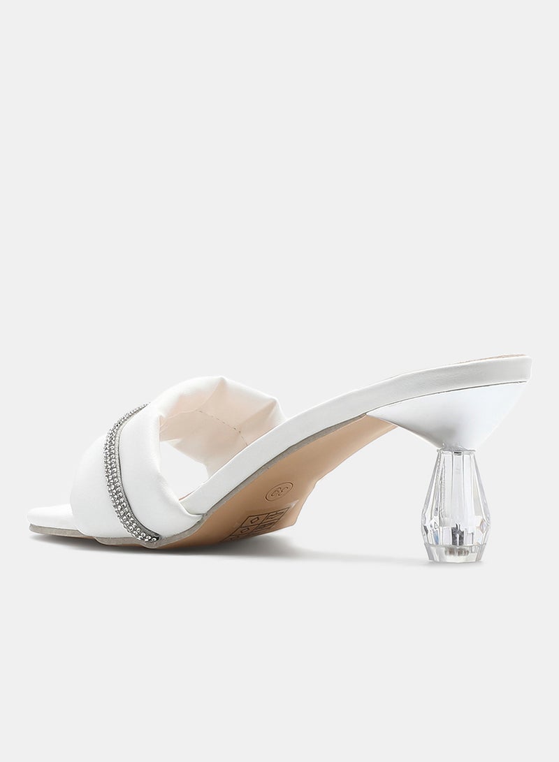 Slip-On Heeled Sandals White