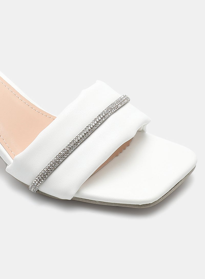 Slip-On Heeled Sandals White