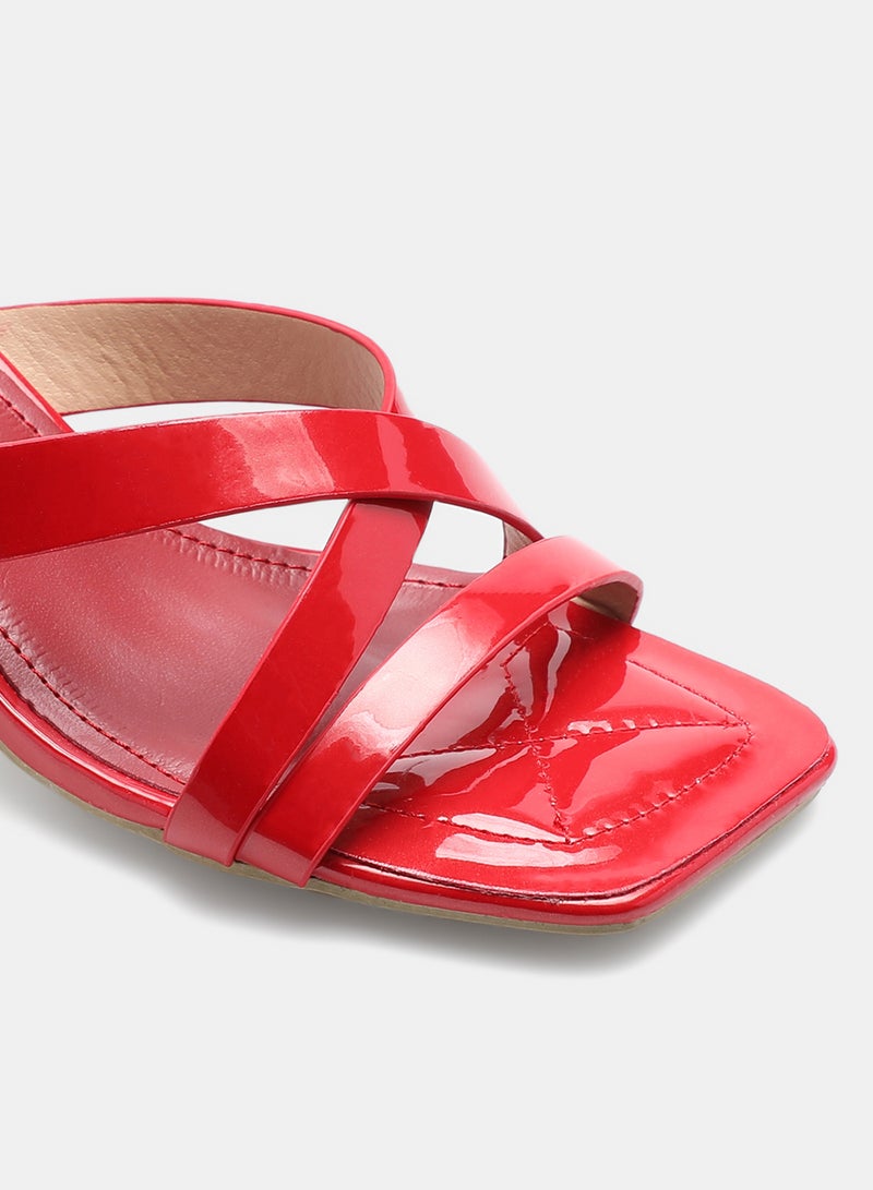 Slip-On Heeled Sandals Red