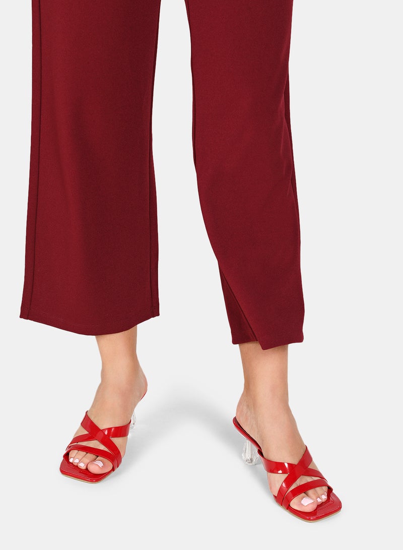 Slip-On Heeled Sandals Red