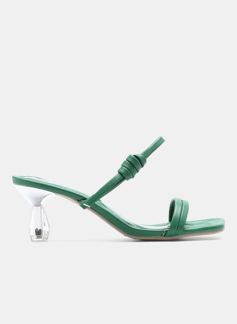Slip-On Heeled Sandals Green