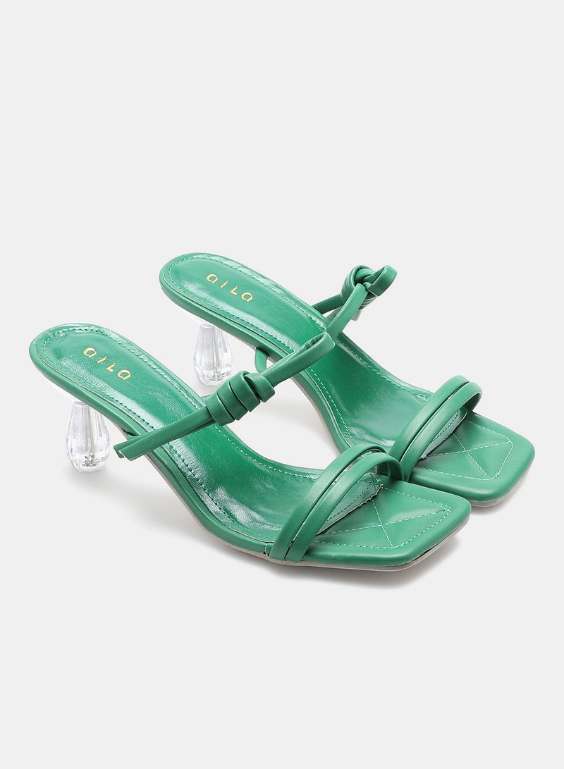 Slip-On Heeled Sandals Green