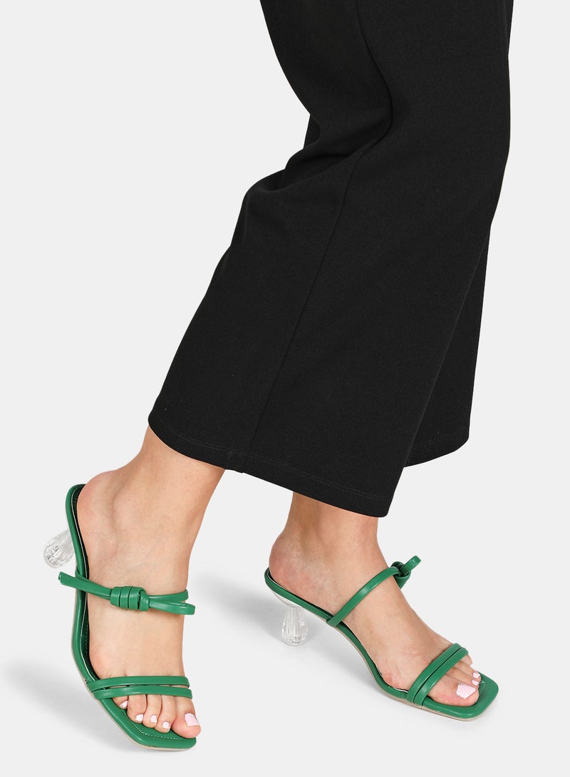 Slip-On Heeled Sandals Green