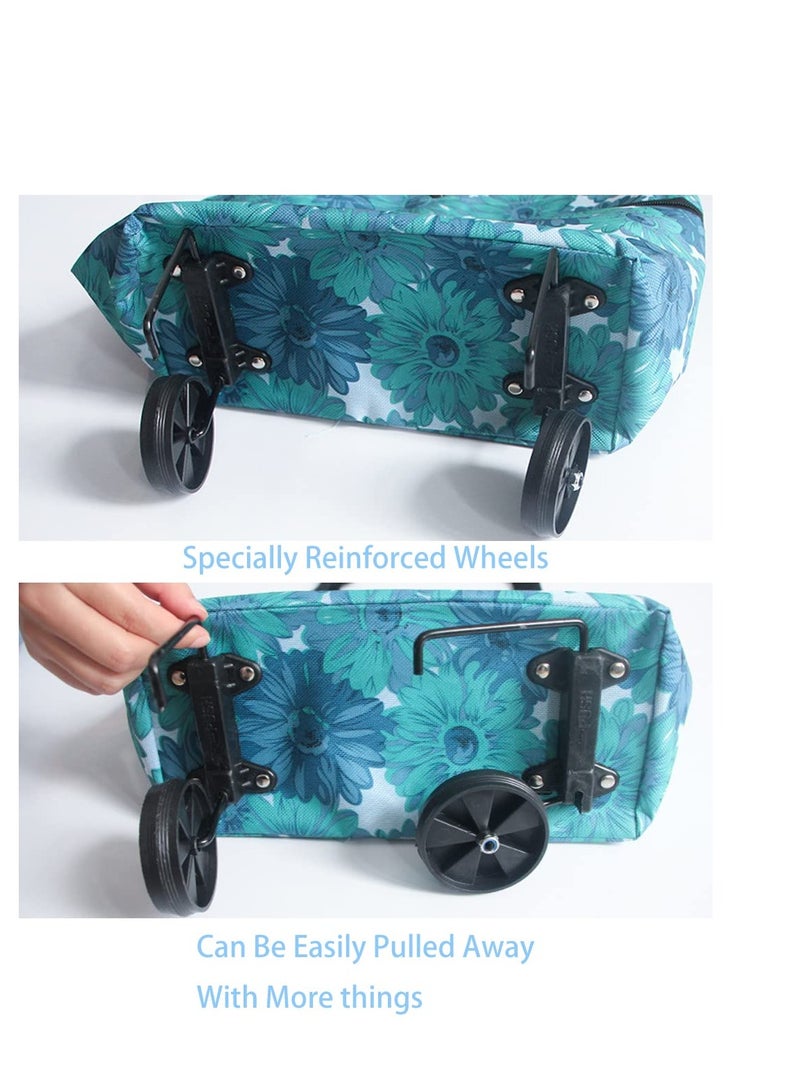 Folding Shopping Cart with Wheels, Reusable Trolley Bags Hand, Practical Shopping Carts, Suitable for Shopping, Kitchen, and Travel