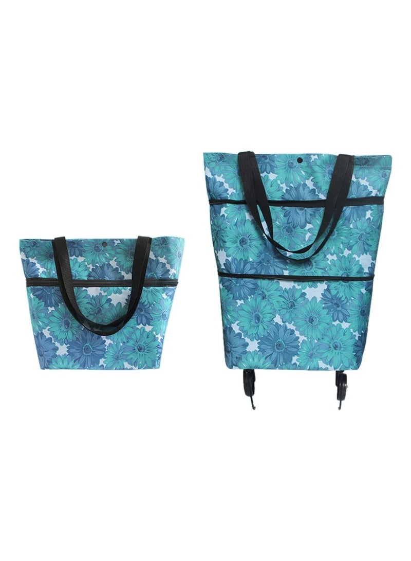 Folding Shopping Cart with Wheels, Reusable Trolley Bags Hand, Practical Shopping Carts, Suitable for Shopping, Kitchen, and Travel