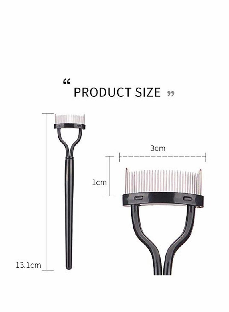 Eyelash Comb Curler Eyebrow Brush Eyelash Separator Mascara Applicator Eyelash Definer With Comb Cover Arc Designed Cosmetic Brushes Tool Black