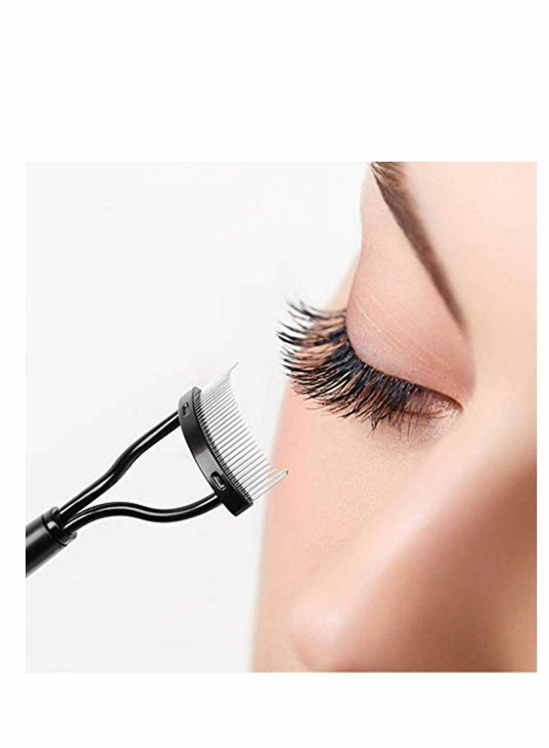 Eyelash Comb Curler Eyebrow Brush Eyelash Separator Mascara Applicator Eyelash Definer With Comb Cover Arc Designed Cosmetic Brushes Tool Black