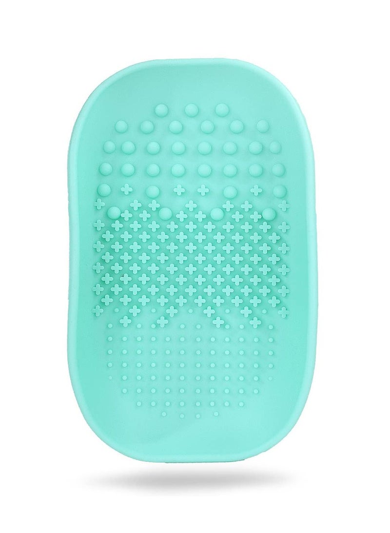 Silicone Makeup Brush Cleaner Mats Pads, Back Strap Cosmetic Brush Cleaning Mat Portable Washing Tool for Makeup, for Cleaning (Green)