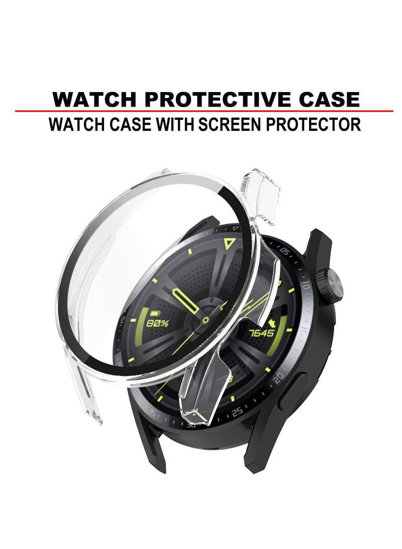 Case for Huawei Watch GT 3 42mm, 2Pack All-around Ultra Thin Anti-Scratch Bumper, Anti Scratch Tempered glass with watch case protector(2 Colors)