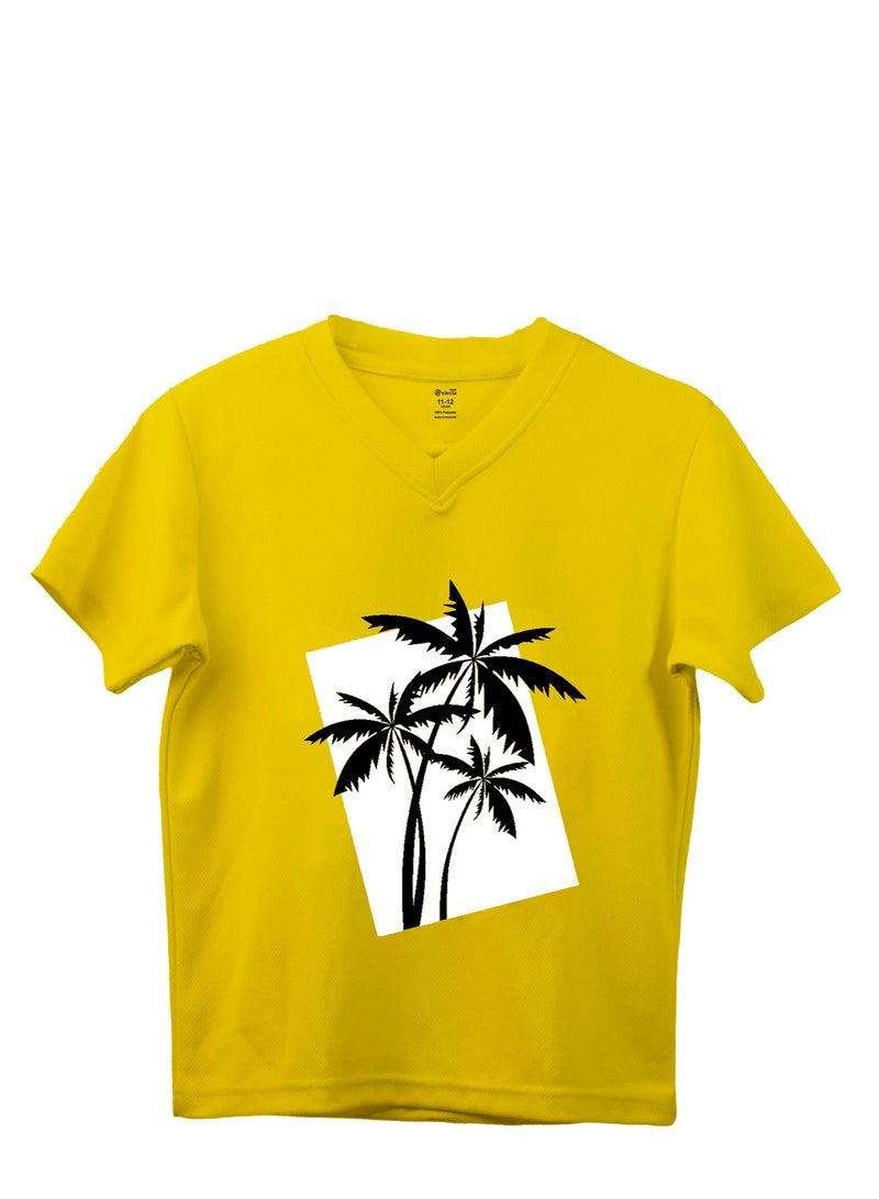 Kids Boys Premium Yellow Top and Shorts Sportswear Mesh Activewear Outfit Set