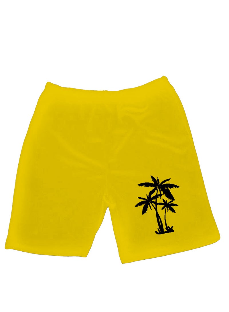 Kids Boys Premium Yellow Top and Shorts Sportswear Mesh Activewear Outfit Set