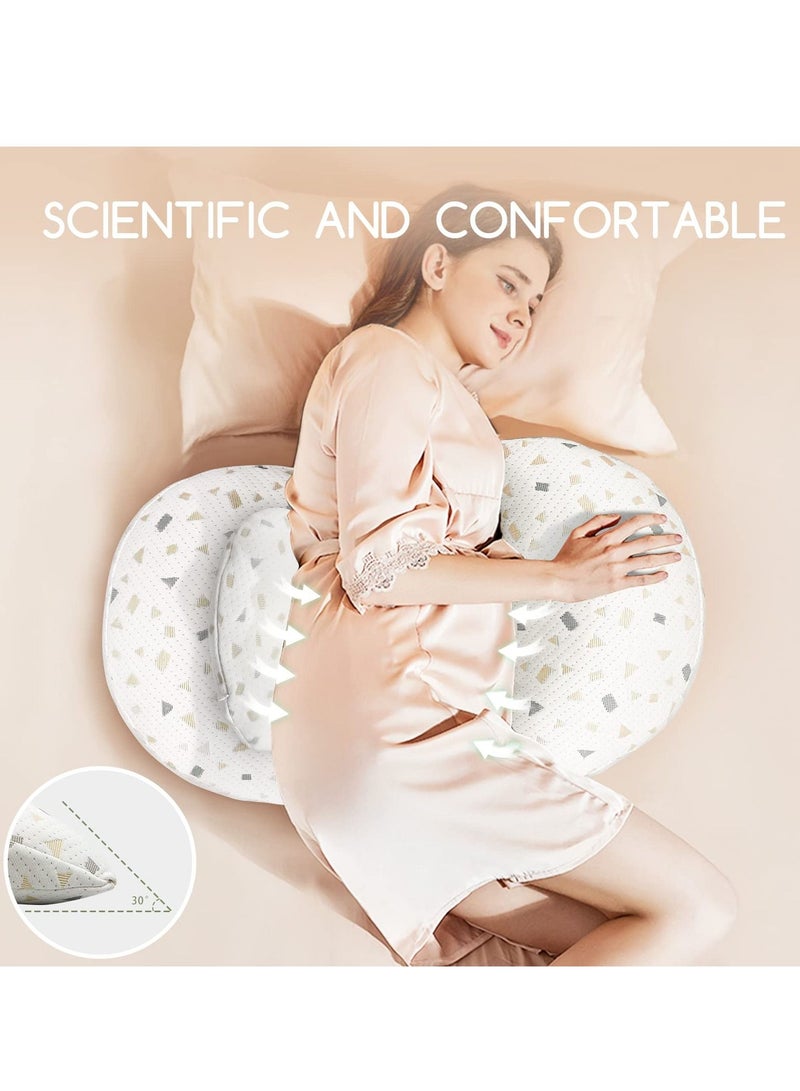 Pregnancy Pillows for Sleeping, Adjustable Support Maternity Pillow for Pregnant Women- Wedge Pillows Side Sleeper Pregnancy Pillows for Body,Belly,Back,Legs,Hips- with Detachable Pillow Cover
