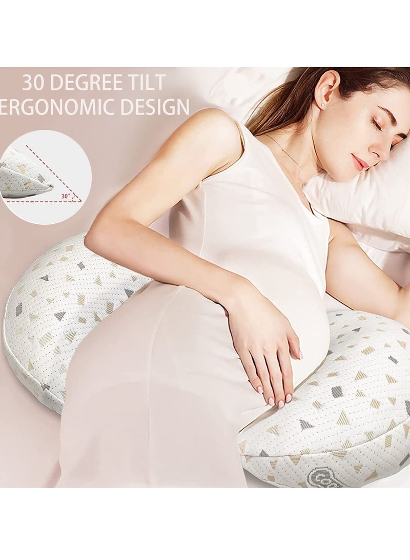 Pregnancy Pillows for Sleeping, Adjustable Support Maternity Pillow for Pregnant Women- Wedge Pillows Side Sleeper Pregnancy Pillows for Body,Belly,Back,Legs,Hips- with Detachable Pillow Cover
