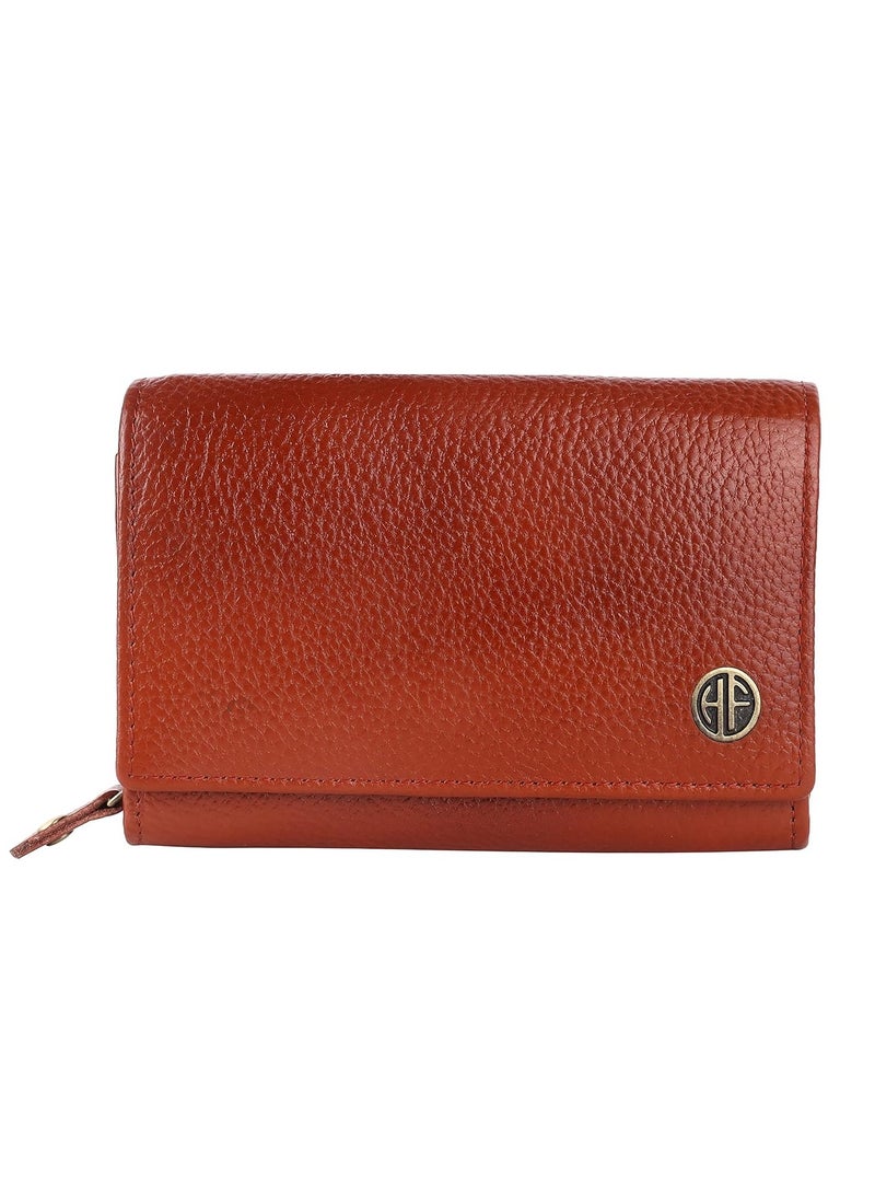 Wallet for Women - Leather Purse for Women with RFID Protection, 8 Card Slots, and 5 Compartments - Ladies Wallet with Button Closure - Women's Wallet for Daily Use - Tan