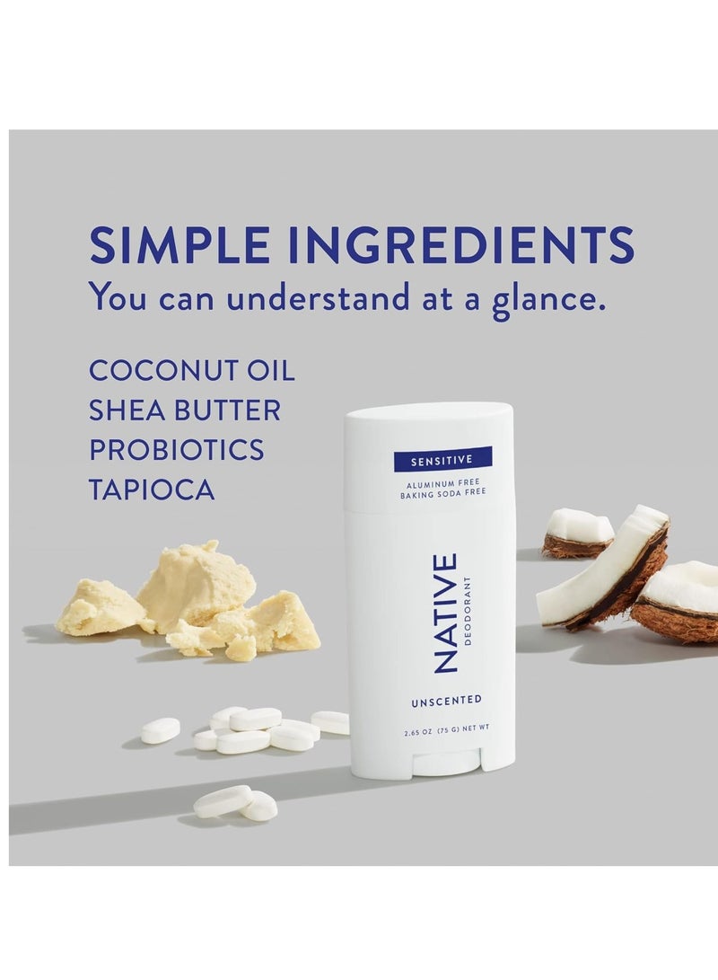 Native Sensitive Deodorant Contains Naturally Derived Ingredients, 72-Hour Odor Control, Deodorant for Women and Men, Aluminum Free with Baking Soda, Soda Oil