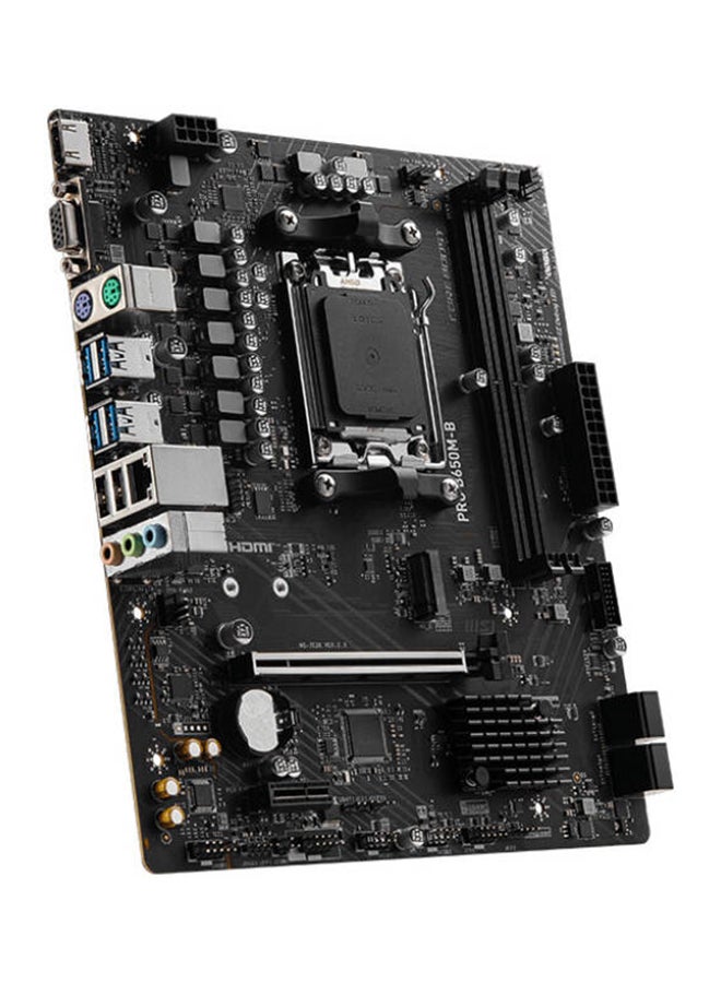 Pro B650M-B AM5 mATX AMD Motherboard, AMD B650 Chipset, 2x DDR5 Slots, 96GB Max Memory, 1x M.2 Slot, 1x PCI-E x16, 4x SATA 6G, Realtek RTL8125BG LAN,HDMI & VGA Output | 911-7E28-005 Black