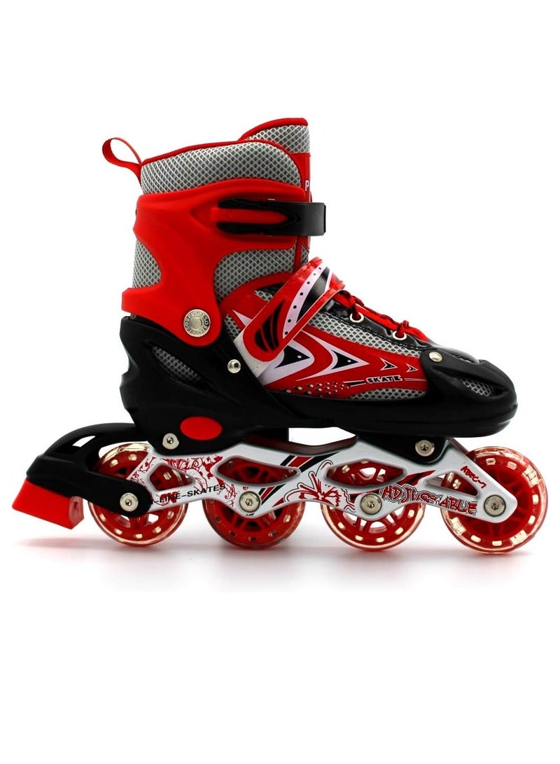 Kids Roller Skate Shoes Single/Double Wheels Retractable Skateboarding Rollerblades Outdoor for Boys and Girls Pulley Shoes