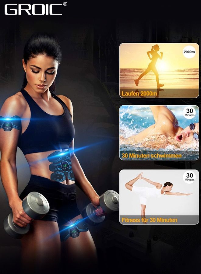ABS Stimulator,EMS Muscle Stimulator,Abdominal Toning Belt,ABS Training Waist Trimmer Belt Wireless Ab Trainer Fitness Equipment, Ab Sport Exercise Belt with USB Rechargeable