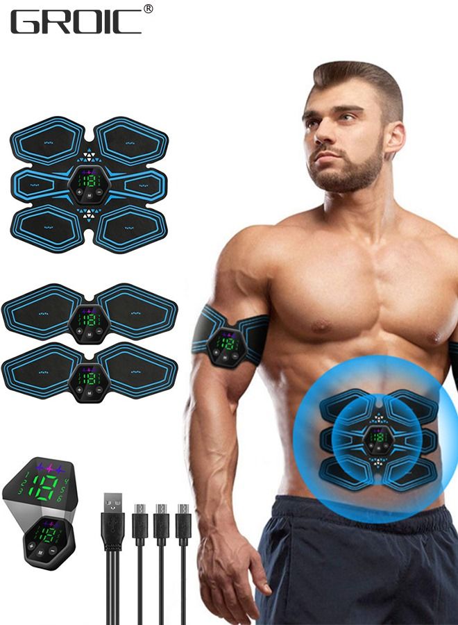 ABS Stimulator,EMS Muscle Stimulator,Abdominal Toning Belt,ABS Training Waist Trimmer Belt Wireless Ab Trainer Fitness Equipment, Ab Sport Exercise Belt with USB Rechargeable