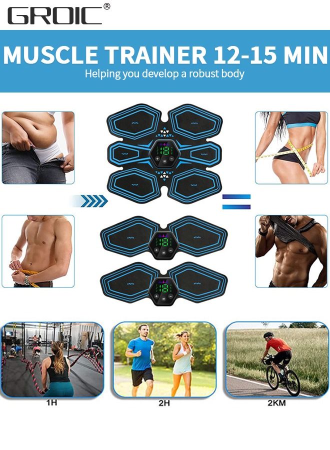 ABS Stimulator,EMS Muscle Stimulator,Abdominal Toning Belt,ABS Training Waist Trimmer Belt Wireless Ab Trainer Fitness Equipment, Ab Sport Exercise Belt with USB Rechargeable