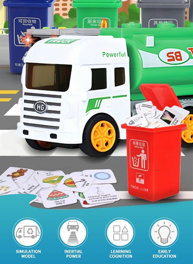 Garbage Truck Toys, Waste Management Recycling Vehicle Toys, Children's Garbage Sorting Cards, Recyclable Garbage Sorting Inertial Vehicles, Children's Educational Toys