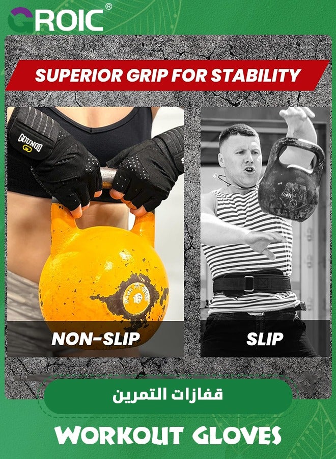 Weightlifting Gloves for Gym Men & Women with Wrist Wrap Support, Full Palm Protection and Ventilation, Ideal for Training, Fitness, Hanging and Pull-Ups in The Gym