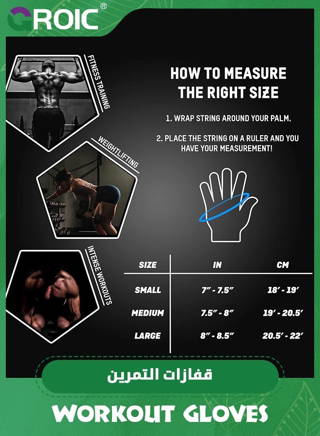 Weightlifting Gloves for Gym Men & Women with Wrist Wrap Support, Full Palm Protection and Ventilation, Ideal for Training, Fitness, Hanging and Pull-Ups in The Gym