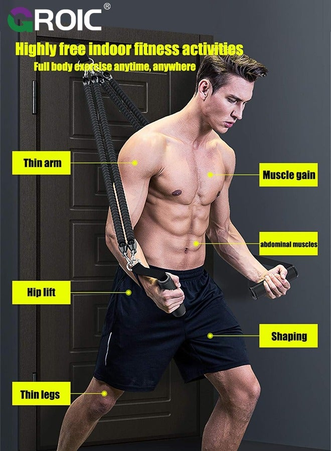 8-In-1 Set Pedal Resistance Band ,Exercise Bands with Handles, Elastic Sit up Pull Rope for Waist,Arm,Leg Training, Multi Function Rope Equipment for Home Fitness