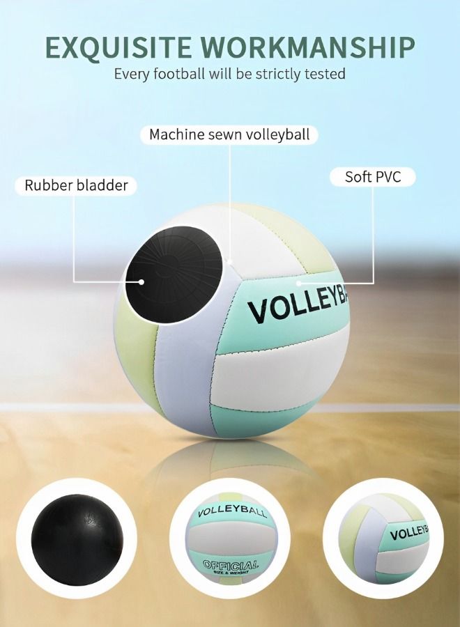 Inflatable Soft Volleyball,Volleyball Size 5 PU Leather Soft Indoor Outdoor Volleyballs Sports Training Game Play Ball,Family Ball Games