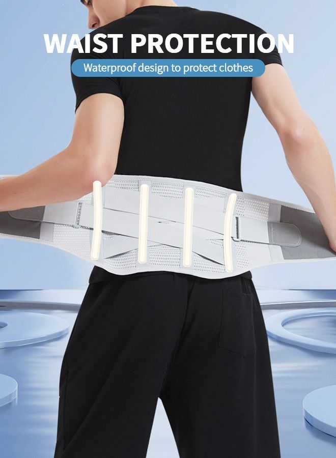 Back Brace Lumbar Support Belt for Lower Back Pain Relief, Breathable Back Support Belt with 4 Metal Support Stays for Heavy Lifting, Work and Exercise, Men and Women, L