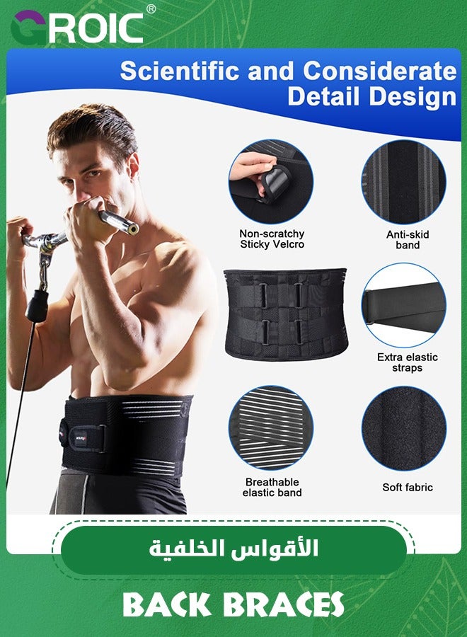 Back Braces for Men and Women, Back Support Belt for Lower Back Pain Relief with 6 Stays, Breathable Lumbar Support Belt with Dual Adjustable Straps for Sciatica,Herniated Disc(L/XL)