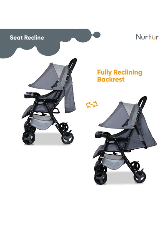 Ryder Lightweight Baby Stroller Storage Basket Detachable Food Tray 5 Point Harness Adjustable Canopy Adjustable Reclining Seat And Leg Rest