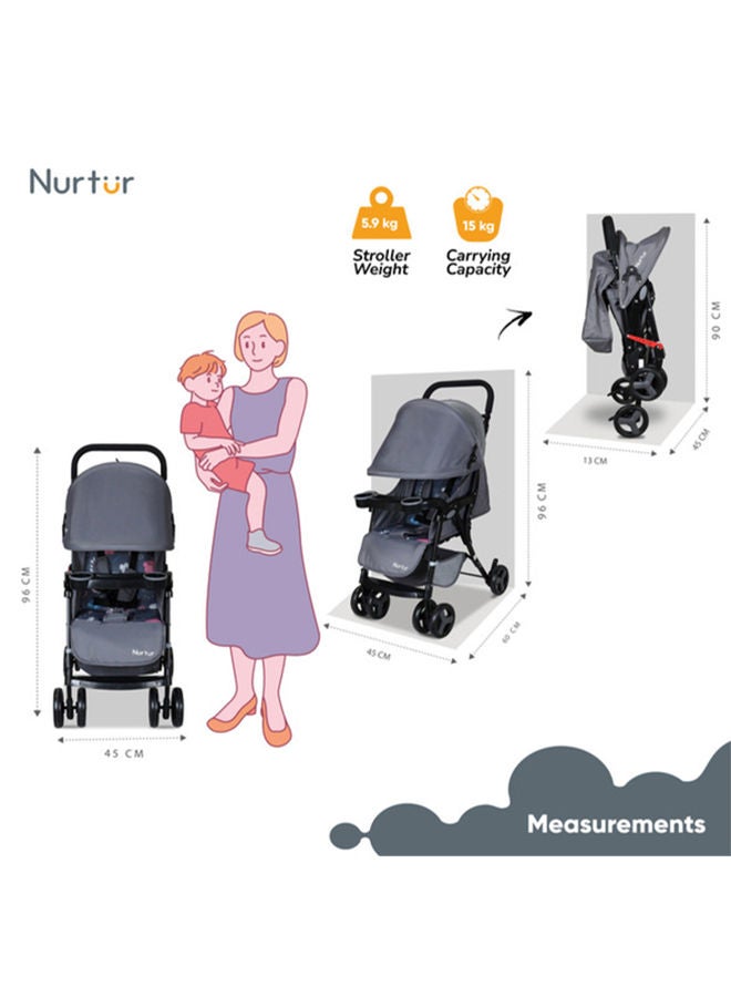 Ryder Lightweight Baby Stroller Storage Basket Detachable Food Tray 5 Point Harness Adjustable Canopy Adjustable Reclining Seat And Leg Rest