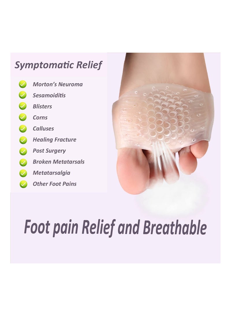 Metatarsal Pads for Women Mens 3 Pairs, Upgraded Extra Thickness Reusable Silicone Gel Metatarsalgia Cushions Foot Pads Ball of Foot Pain Relief, Ball of Foot Cushions for Women