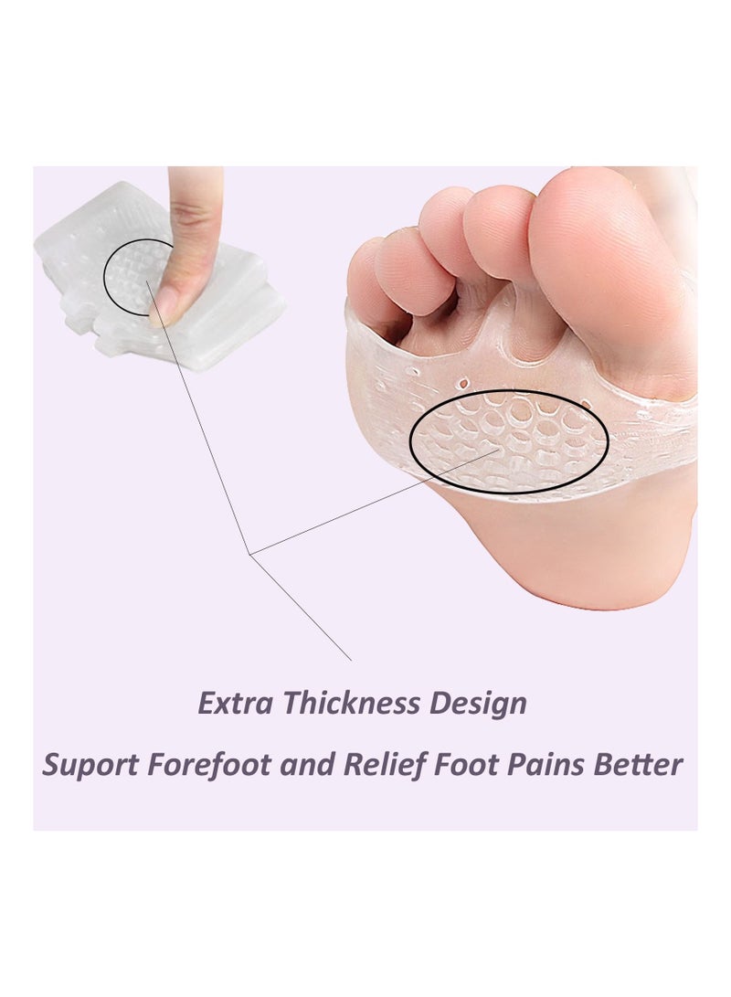 Metatarsal Pads for Women Mens 3 Pairs, Upgraded Extra Thickness Reusable Silicone Gel Metatarsalgia Cushions Foot Pads Ball of Foot Pain Relief, Ball of Foot Cushions for Women