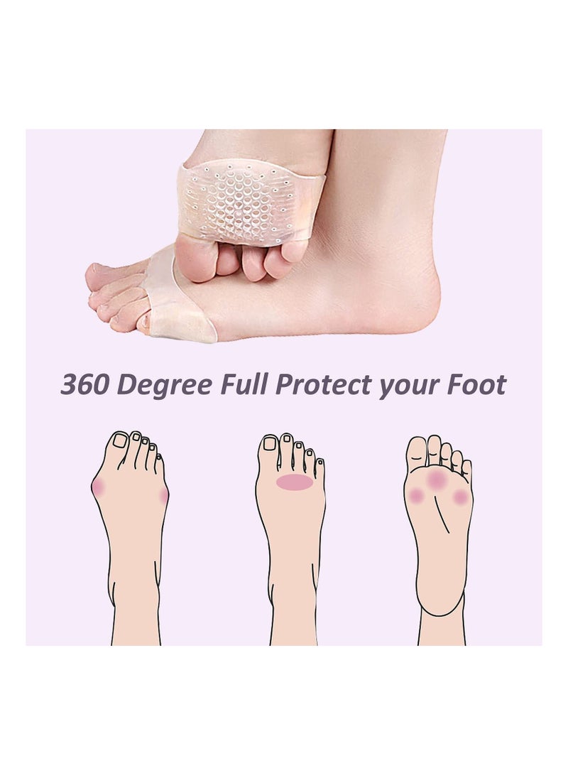Metatarsal Pads for Women Mens 3 Pairs, Upgraded Extra Thickness Reusable Silicone Gel Metatarsalgia Cushions Foot Pads Ball of Foot Pain Relief, Ball of Foot Cushions for Women