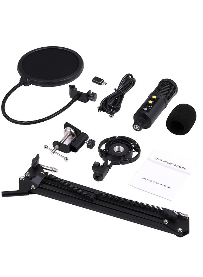 USB Computer Microphone Kit With Arm Shock Absorption Stand Popular Filters For Gaming Recording Podcast Chat Plug And Play