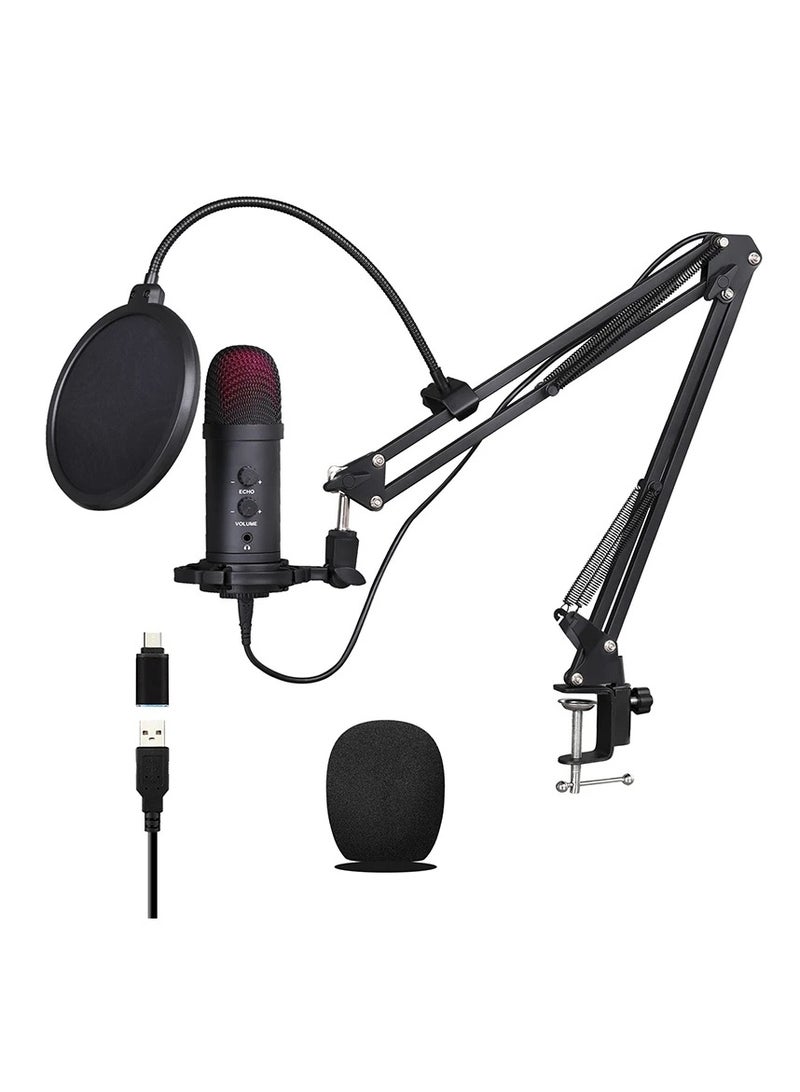 USB Computer Microphone Kit With Arm Shock Absorption Stand Popular Filters For Gaming Recording Podcast Chat Plug And Play