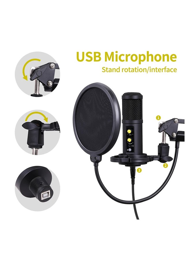 USB Computer Microphone Kit With Arm Shock Absorption Stand Popular Filters For Gaming Recording Podcast Chat Plug And Play