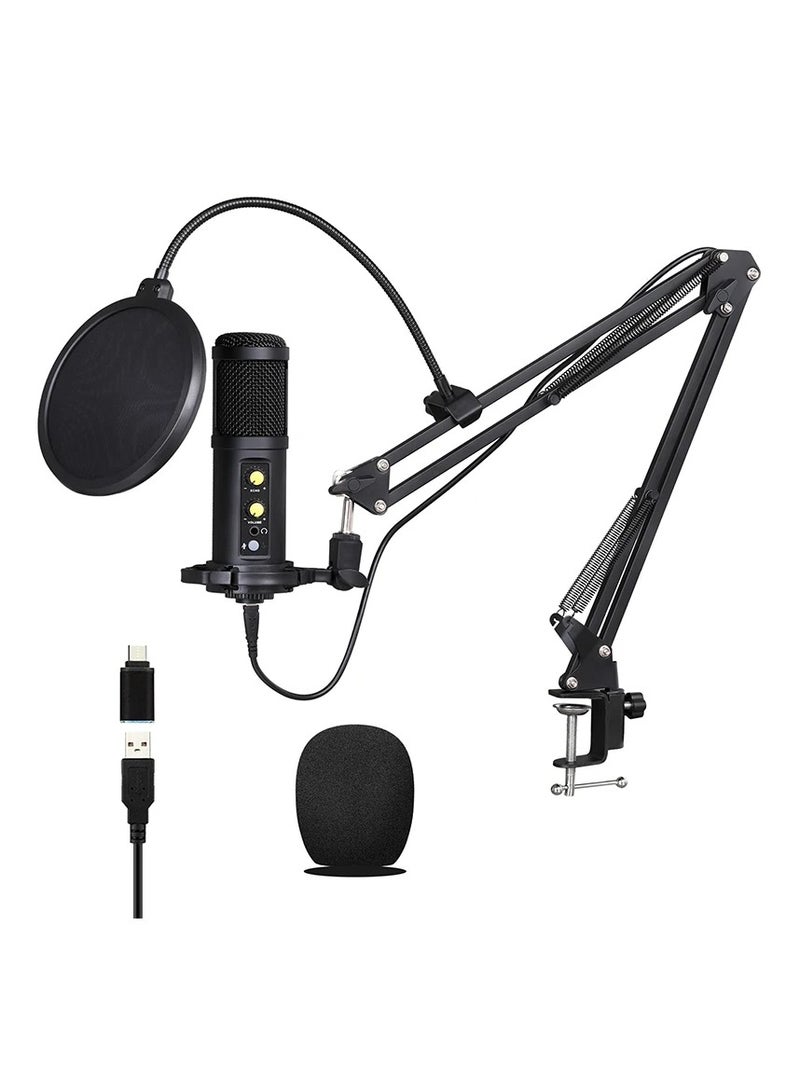 USB Computer Microphone Kit With Arm Shock Absorption Stand Popular Filters For Gaming Recording Podcast Chat Plug And Play