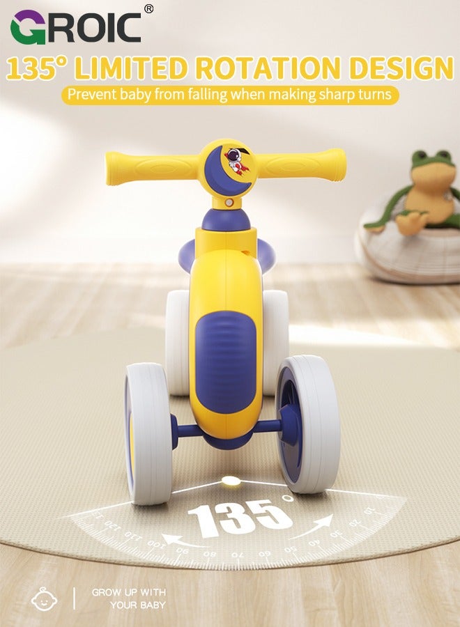 Baby Balance Bike,Mini Bike No Pedal Bike,Four-wheeled Balance Bike,Baby Bike Toys with Music & Light, Bike to Train Baby from Standing to Running