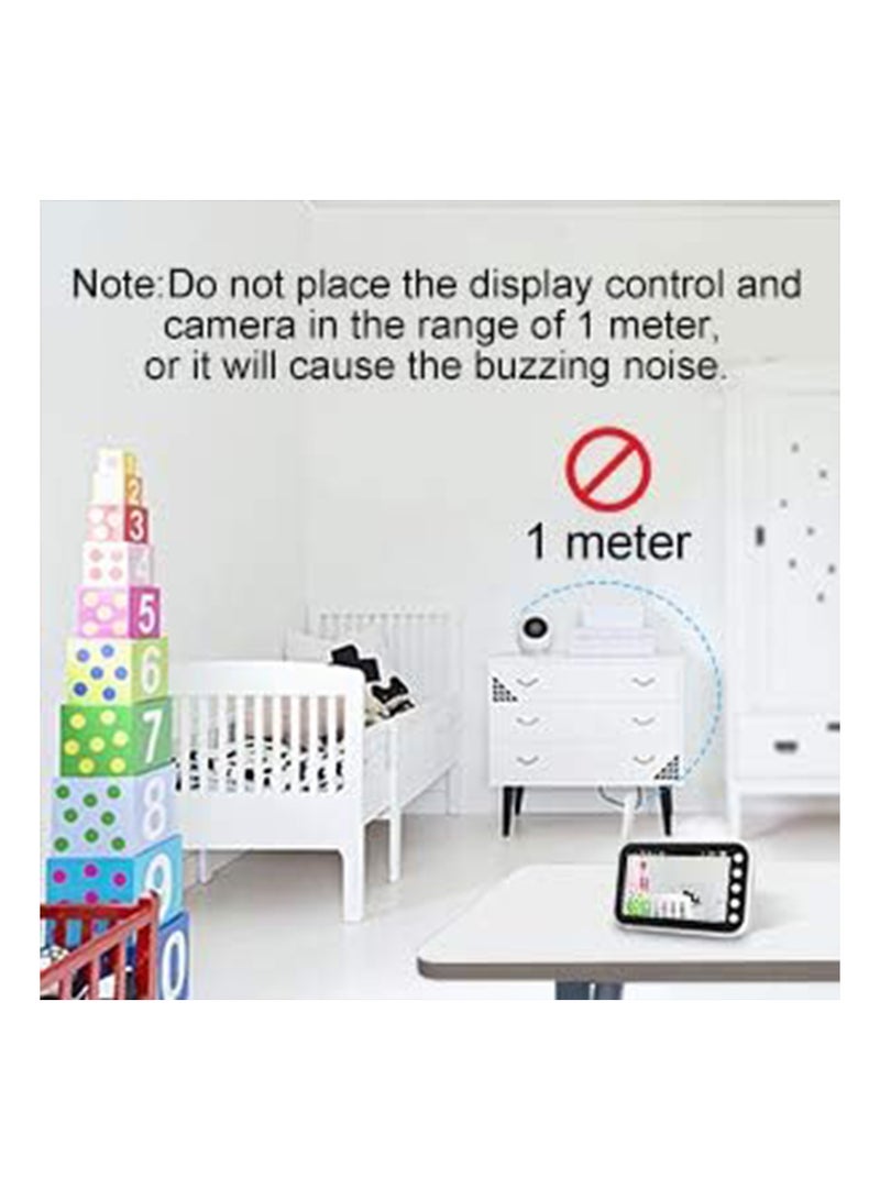 Abm100 Video Baby Monitor Lcd Display, 360 Angle Two Way Audio Infrared Night Version Lullaby Sound Temperature Alert, Support Multi Cameras
